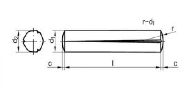 Штифт цилиндрический насеченный с коническими насечками DIN 1471 d 2 x 8 A1