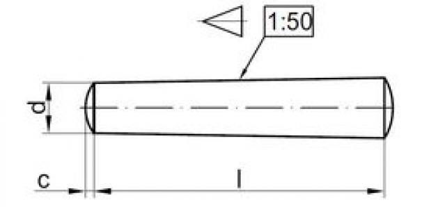 Штифт конический незакаленный DIN 1 d 1 x 14 A1