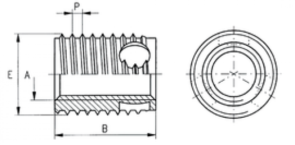 Резьбовая вставка с резервуарами для сбора стружки Ensat - SBS-C M 8 D 12 x 1,5 x 9 Zn