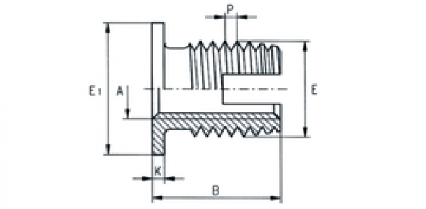 Резьбовая вставка с бортиком и прорезями Ensat - SK  M 10 D 14 x 1,5 x 19,5 Zn/Bl
