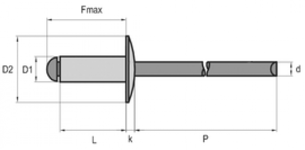 Заклепкa вытяжная стандартная увеличенный бортик M3,2/9,5x10 A2/A2